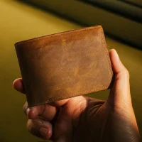 Leather wallet camel color